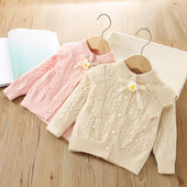 2023. aasta imikute beebitüdrukute kuduv kardigan pikkade varrukatega ühevärviline õõnsaga sügisene kevadine vastsündinu tüdrukute pärliga kampsun