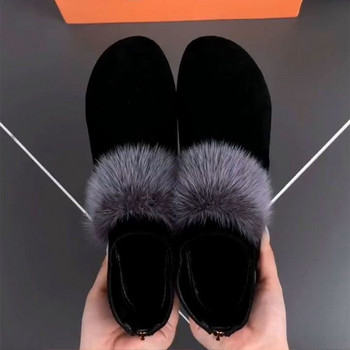 Обувки за жени 2023 Зимни плюшени топли дамски ботуши на нисък ток Нехлъзгащи се офис дамски обувки Модни къси ботуши с цип