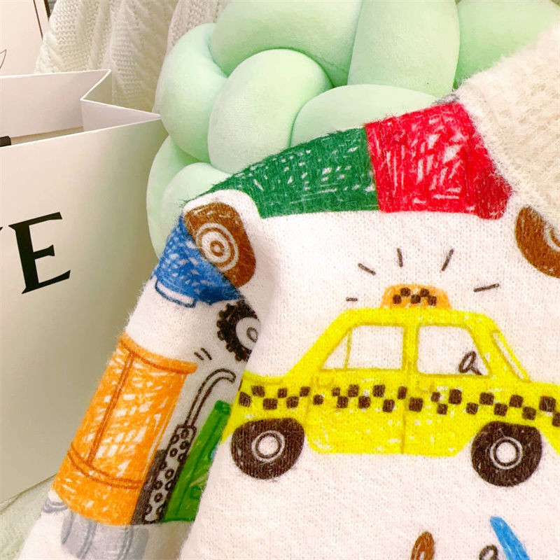 Lasteriided Kampsunid Multifilmid Autode trükkimine Poiste kudumid Laste Pullover Välisriided Poistele Talvised pikkade varrukatega riided Kampsunid