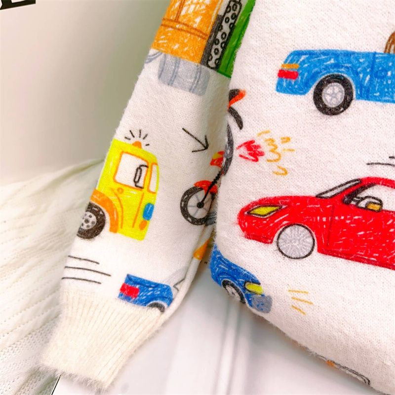 Lasteriided Kampsunid Multifilmid Autode trükkimine Poiste kudumid Laste Pullover Välisriided Poistele Talvised pikkade varrukatega riided Kampsunid