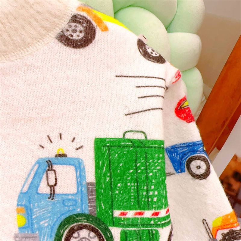 Lasteriided Kampsunid Multifilmid Autode trükkimine Poiste kudumid Laste Pullover Välisriided Poistele Talvised pikkade varrukatega riided Kampsunid