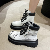 Cizme de damă cu platformă la modă de stradă, iarna 2023, la modă, cizme de motocicletă asortate la modă, pantofi gotici punk de designer