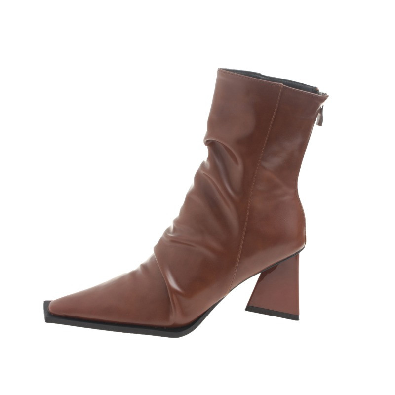 Pantofi de dama 2023 Cizme de dama cu fermoar marca moda plisata la birou si cariera Cizme sexy cu varf ascutit Pantofi pentru femei