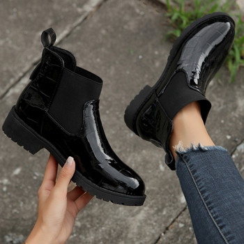 Обувки за жени 2023 Базови дамски ботуши Горещи разпродажби Боти до глезена Дамски плътни еластични обувки с кръгли пръсти с квадратен ток Дамски