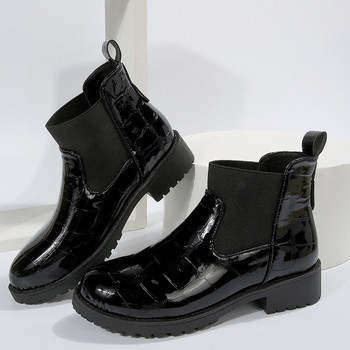 Обувки за жени 2023 Базови дамски ботуши Горещи разпродажби Боти до глезена Дамски плътни еластични обувки с кръгли пръсти с квадратен ток Дамски