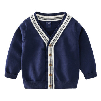 Есенни детски пуловер за момче Ежедневни жилетки Момчета Модни пролетни жилетки с V-образно деколте за деца 2-6 години