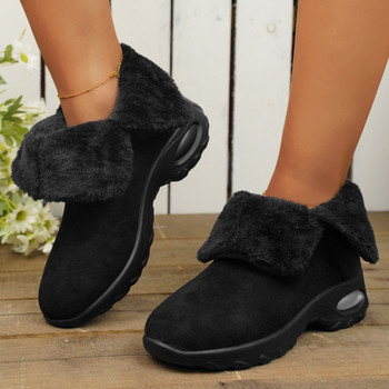 2023 Горещи разпродажби Дамски обувки с ръкави Дамски ботуши Зимни велурени плюшени руна с кръгли пръсти за топлина Средна тръба Ботуши за сняг с дебел ток
