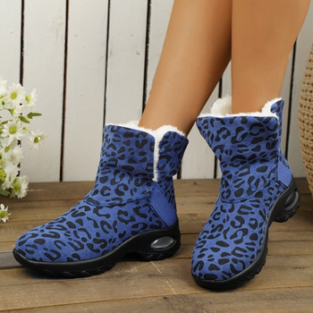 2023 Горещи разпродажби Дамски обувки с ръкави Дамски ботуши Зимни велурени плюшени руна с кръгли пръсти за топлина Средна тръба Ботуши за сняг с дебел ток