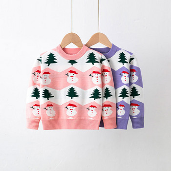 Коледен детски пуловер Есенно облекло 3-7 години Бебешки момичета Момчета Плетива Пуловер Плетен пуловер 2022 Детски парти пуловери