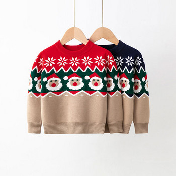 Коледен детски пуловер Есенно облекло 3-7 години Бебешки момичета Момчета Плетива Пуловер Плетен пуловер 2022 Детски парти пуловери