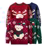 Lapsed Jõulud Kampsunid Poisid Tüdrukud Kootud Kampsunid Jõuluprint Pullover Puuvillane Riided Sügis Talv Soojad Riided Kudumid Top