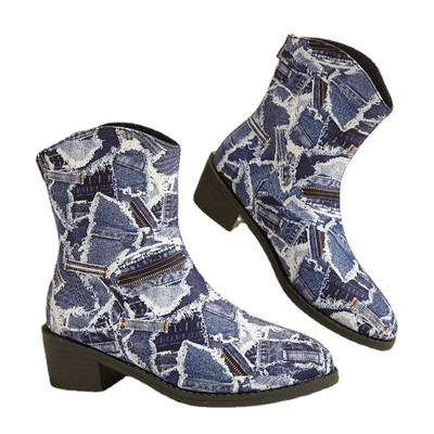Zimné topánky 2023 pre ženy, dámske členkové čižmy so zipsom vzadu, štvorcový podpätok, stredný podpätok, dámske topánky so zipsom, pohodlné dámske čižmy