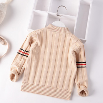 Пуловер за момчета Зимен топъл Детски моден пуловер за плетене Памук Детски дрехи с дълги ръкави Горнища Пуловер за момичета Едноцветен пуловер