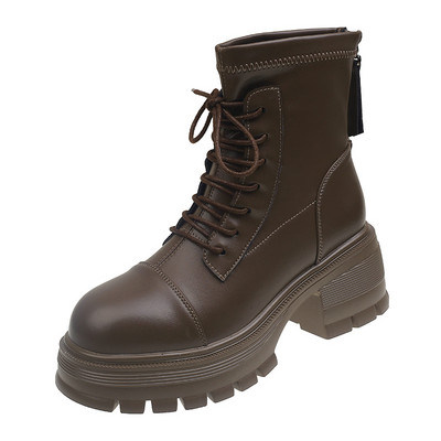 2023. aasta kuum sooduspakkumine Naiste kingad PU naiste saapad Pahkluu Moodsad naiste saapad Õmbluspael Ümmarguse varba külje tõmblukuga Tursked kontsakingad naistele