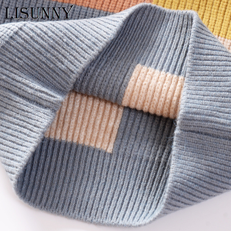 Rudens žiema, 2023 m. Nauji berniukų megztiniai mergaičių megztiniai vaikams megzti drabužiai vaikams megztiniai megztiniai mažiems megztiniams pledas spalvų derinimas