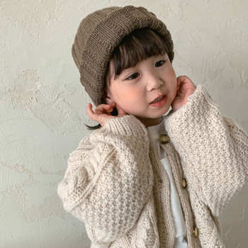 Корейски детски пуловери Жилетка Есен и зима 2021 г. Бебешка груба вълна Конопена ретро жилетка Палто Пуловери за момчета и момичета