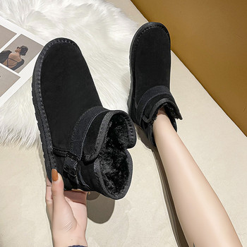 2023 Зимни основни обувки за жени Дамски ботуши с приплъзване Плоски с ежедневни дамски обувки Големи размери Базови дамски ботуши за сняг