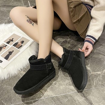 2023 Зимни основни обувки за жени Дамски ботуши с приплъзване Плоски с ежедневни дамски обувки Големи размери Базови дамски ботуши за сняг
