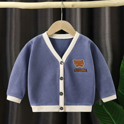 Triibuline laste kampsun Välisriided Laste kootud topid Kardigan Baby üherealine silmkoeline mantel Laste jope ja mantlid