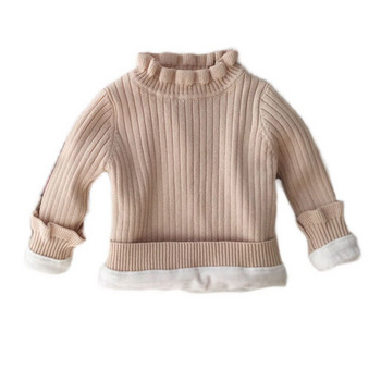 Зимен бебешки пухкав пуловер Топло яке Пуловер Удебелени пуловери за момичета Детски мек топъл зимен пуловер с дълги ръкави