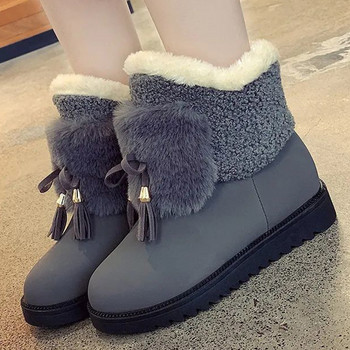 Нови плюшени ботуши за сняг Дамски нехлъзгащи се зимни къси ботуши Дамски топли Ежедневни обувки с връзки и кръгли пръсти Дамски ботуши