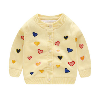 0-4 години Детски пуловери за бебета Сладки плетени жилетки за момичета с бродерия Палто 2021 Пролет Есен Детски дрехи