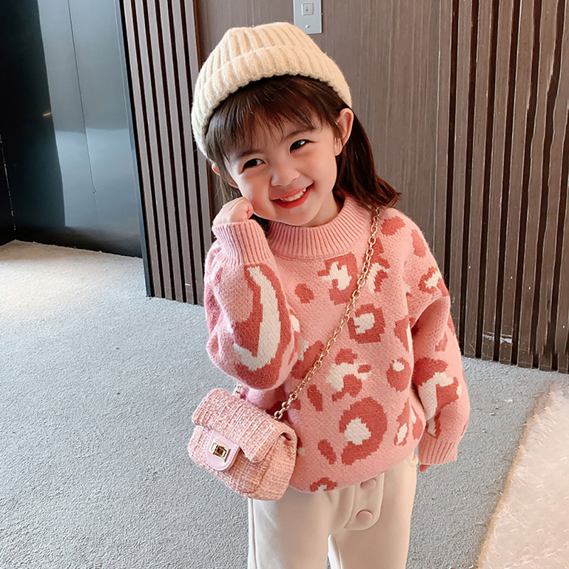 Armas leopardimustriline beebitüdrukute kootud kampsun kevad sügis paks soe samet Pullover kampsunid laste topid Lasteriided 2-6 a