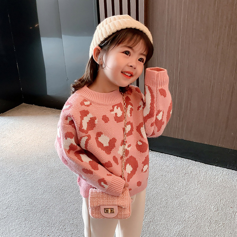 Armas leopardimustriline beebitüdrukute kootud kampsun kevad sügis paks soe samet Pullover kampsunid laste topid Lasteriided 2-6 a