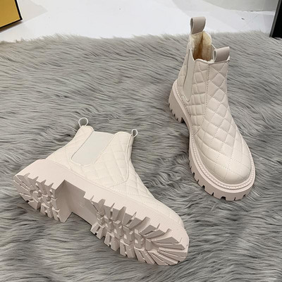 Kingad Naiste saapad libisemiskindlad saapad Naised tõstavad põhja sametise lühikese võrega beež must