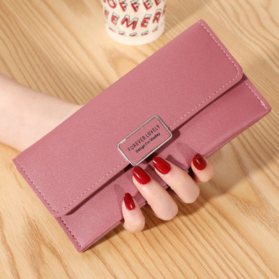 2023. aasta uued Korea naiste rahakotid, metallist pandlaga ühevärviline naiste rahakott, pikk, kahekordne, suure mahutavusega mitme kaardiga rahakotid naistele