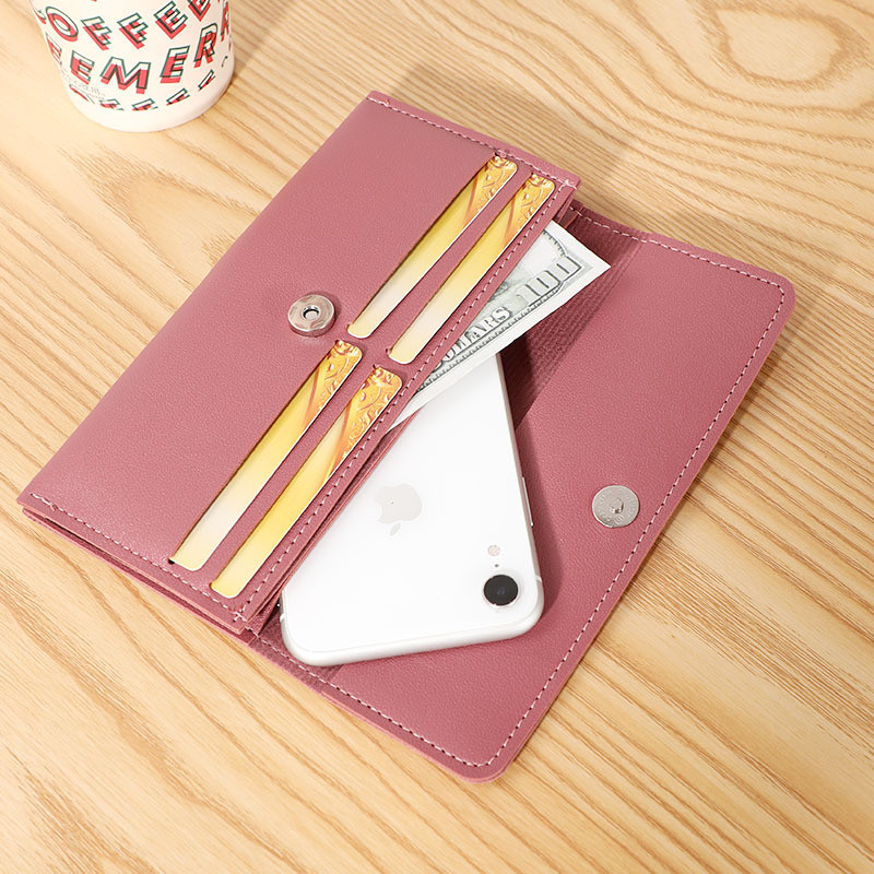 2023. aasta uued Korea naiste rahakotid, metallist pandlaga ühevärviline naiste rahakott, pikk, kahekordne, suure mahutavusega mitme kaardiga rahakotid naistele