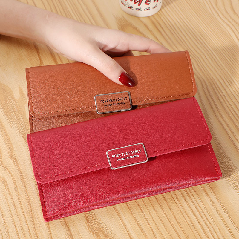 2023. aasta uued Korea naiste rahakotid, metallist pandlaga ühevärviline naiste rahakott, pikk, kahekordne, suure mahutavusega mitme kaardiga rahakotid naistele