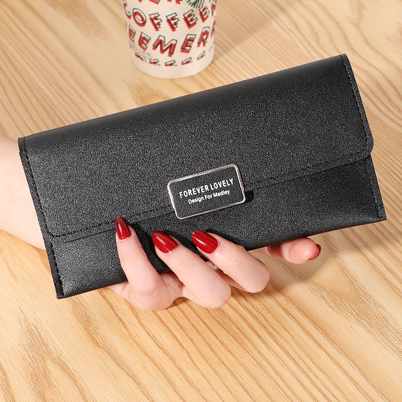 2023. aasta uued Korea naiste rahakotid, metallist pandlaga ühevärviline naiste rahakott, pikk, kahekordne, suure mahutavusega mitme kaardiga rahakotid naistele