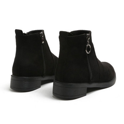 2023-as női őszi és téli új, alacsony sarkú, kényelmes, divatos rövid csizma oldalsó cipzáros hó női csizma