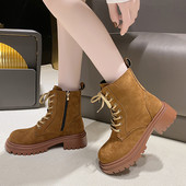 Pantofi Feminin 2023 Reducere fierbinte Cizme de damă încrucișate Cizme casual cu fermoar lateral la modă Cizme de înaltă calitate pentru femei cu vârf rotund