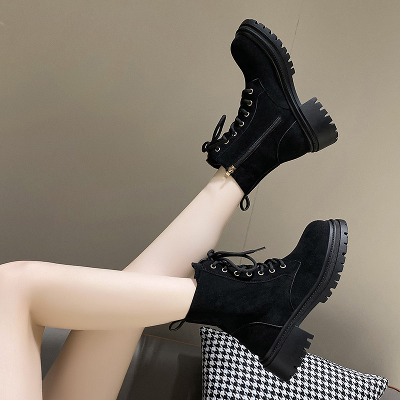 Pantofi Feminin 2023 Reducere fierbinte Cizme de damă încrucișate Cizme casual cu fermoar lateral la modă Cizme de înaltă calitate pentru femei cu vârf rotund