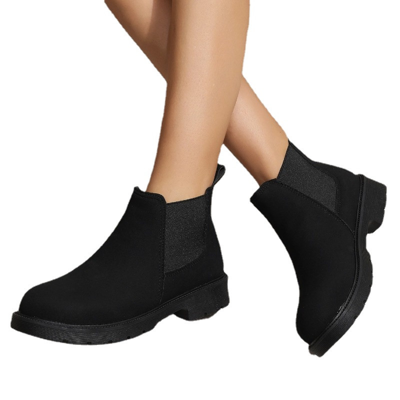 Naiste kingad soodushinnaga 2023. aasta kõrgekvaliteedilised varrukatega naiste saapad, sügisese ümara ninaga tugevad lühikesed tünnid, paksu kontsaga moodsad saapad