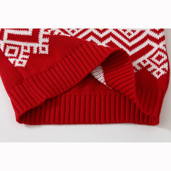 Топли пуловери с дълъг ръкав за бебе момче Есенни детски дрехи Червен коледен елен Детски пуловер за момиче Зимни бебешки плетени горнища
