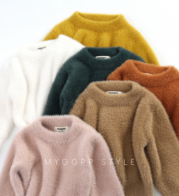 Пуловери за момичета HoneyCherry Зимно облекло Ново яке от имитация на норка Пуловер Бебешки топли пуловери