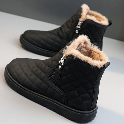 Čizme za snijeg od brušene kože za žene zimi 2023. Nove zadebljane neklizajuće kratke čizme Svestrane tople visoke pamučne cipele