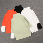 Őszi téli cukorka színes gyerek gyerekruházat baba fiú lány lány pulóver tömör kötött pulóver garbó gyerekruházat