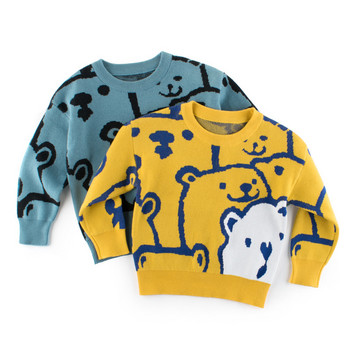 1-9T Пуловер за бебета и момчета Прохождащо дете Бебешки дрехи за момичета Есен Зима Плетен пуловер Топ Сладък сладък детски пуловер