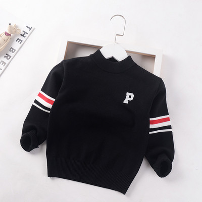 Fiú koreai változat Egyrétegű pulóver gyerekeknek Őszi kötés pulóver Divat Gyermek alapkabát lányoknak csíkos betűs pulóver