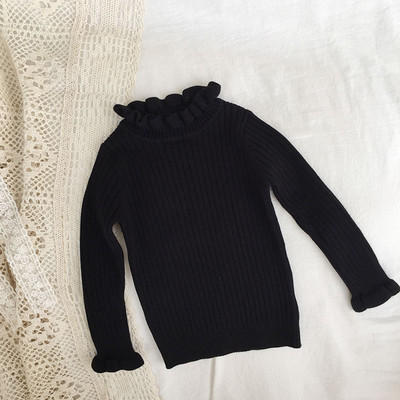 Uued kevadsügised tüdrukute kootud kampsunid, rusikas krae, ühevärvilised, laste pulloverid, topid poolkaelusega laste kampsun