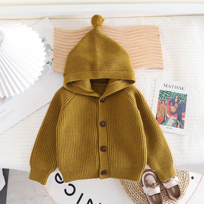 6M-5T väikelapse soliidne kapuutsiga sügiskardigan lastele top riided Beebi tüdrukud riided poistele kudum mantel Laste väikelaste kevadkampsun