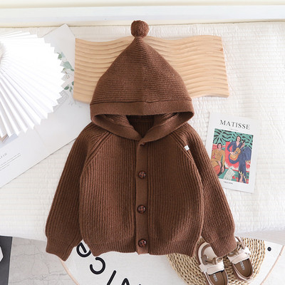 6M-5T väikelapse soliidne kapuutsiga sügiskardigan lastele top riided Beebi tüdrukud riided poistele kudum mantel Laste väikelaste kevadkampsun