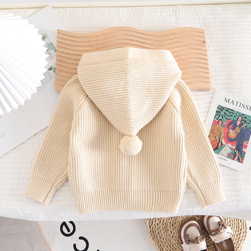 6M-5T väikelapse soliidne kapuutsiga sügiskardigan lastele top riided Beebi tüdrukud riided poistele kudum mantel Laste väikelaste kevadkampsun
