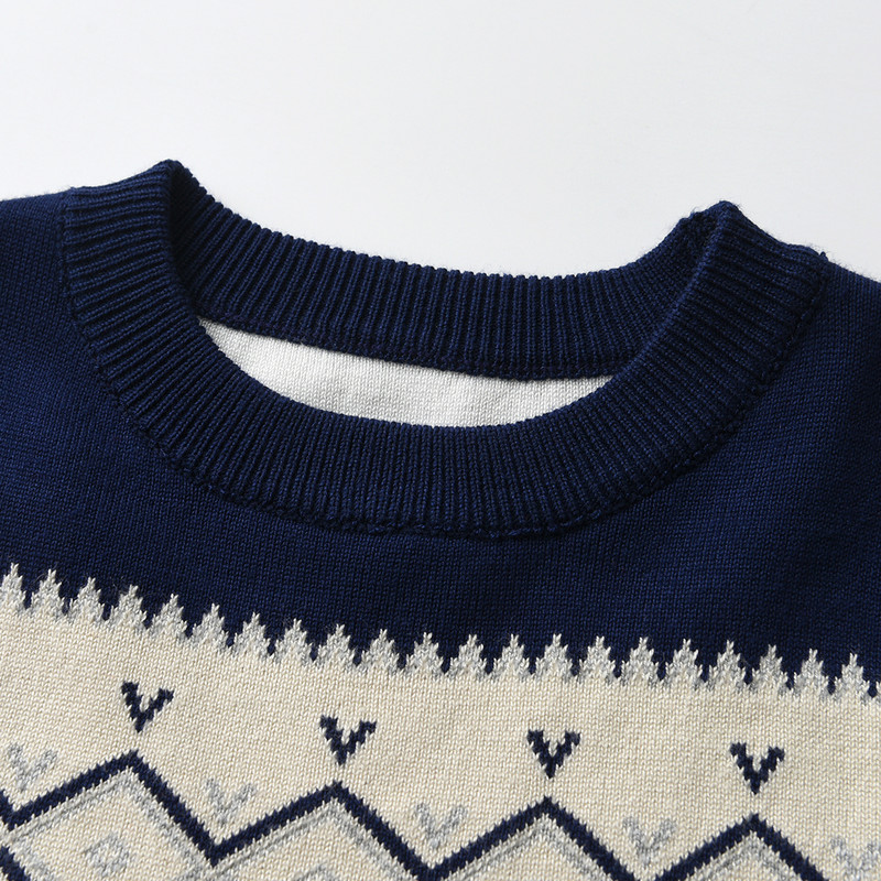 Băieții de toamnă și iarnă păstrează modelele geometrice de pulover cald. Cămașă pentru cabină, pulover cu mâneci lungi, transpirație tricotată pentru băieți