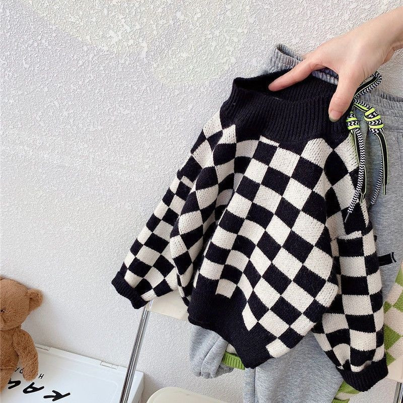 Mood Baby Girl Boy Malelaud Kampsun Kevad sügis Talv Laps Kootud Ruuduline Pullover Top Kvaliteetsed beebiriided 1-7 a