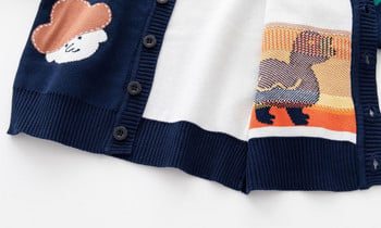 Зимен пуловер за момчета 2022 Нова жилетка Яке с катарама Детски дрехи Бебешки трикотаж за момчета Двуслойни памучни пуловери за момчета